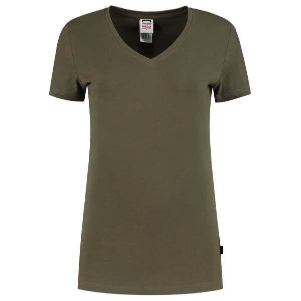 T-shirt V Hals Fitted Dames 101008 Army XS