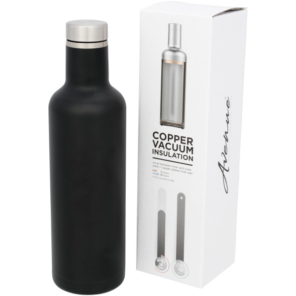 Pinto 750 ml copper vacuum insulated bottle - Solid black