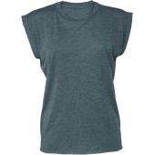 Ladies' flowy rolled-cuff T-shirt Heather Deep Teal XL