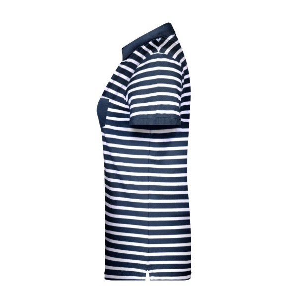 8029 Ladies' Polo Striped navy/wit XL