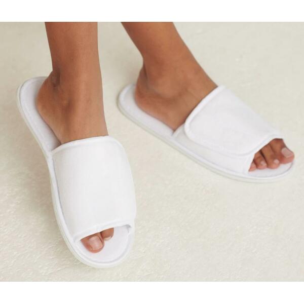 OPEN TOE SLIPPERS WITH SIDE FASTENING