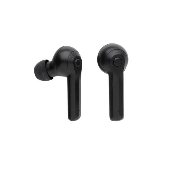 TWS earbuds in wireless charging case, black