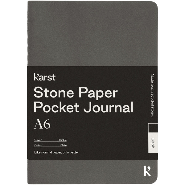 Karst® A6 stone paper softcover pocket journal - blank - Slate grey