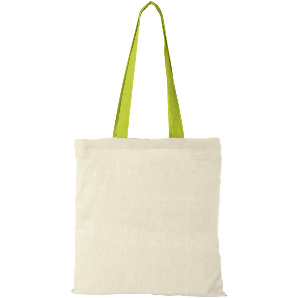 Nevada 100 g/m² cotton tote bag coloured handles 7L - Natural/Lime