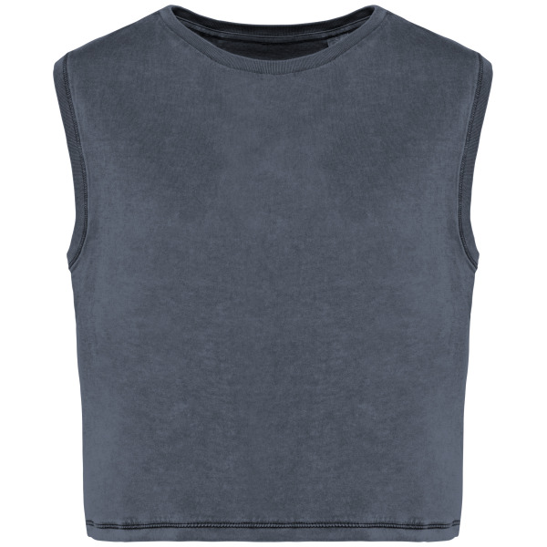 Dames T-shirt, kort en mouwloos Washed Mineral Grey XS