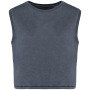 Ecologisch cropped mouwloos dames-T-shirt Washed Mineral Grey XS