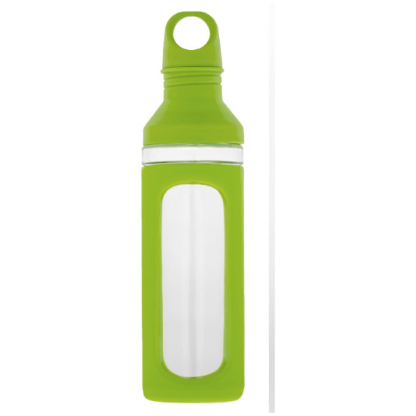 Hover 590 ml glazen drinkfles - Lime/Transparant