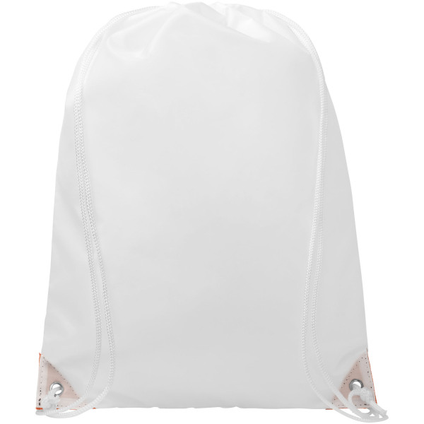 Oriole drawstring backpack with coloured corners 5L - White/Orange