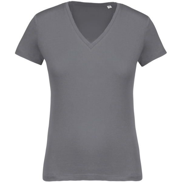 Dames-t-shirt BIO-katoen V-hals Storm Grey XXL