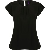 Ladies pleat front blouse Black 3XL