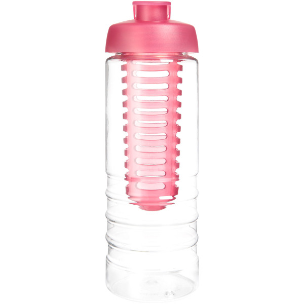 H2O Active® Treble 750 ml flip lid bottle & infuser - Transparent/Pink