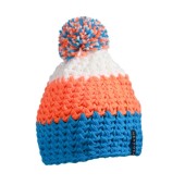 MB7940 Crocheted Cap with Pompon pacific/neon oranje/wit one size