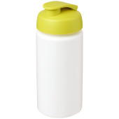 Baseline® Plus grip 500 ml sportflaska med uppfällbart lock - Vit/Limegrön
