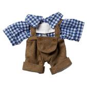 Bavarian leather pants with blue/white shirt