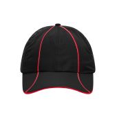 MB6202 6 Panel Polyester Cap zwart/rood one size