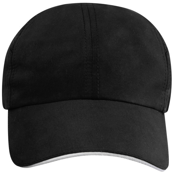 Morion 6 panel GRS recycled cool fit sandwich cap - Solid black