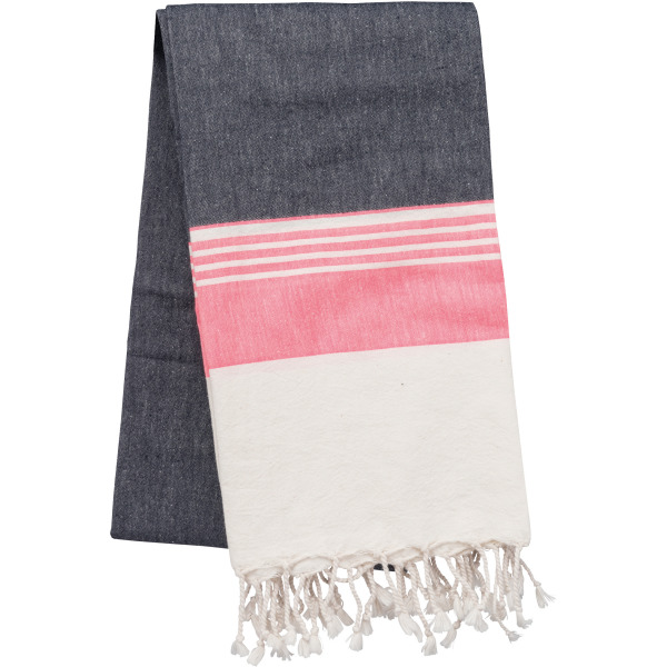 Fouta-Tuch mit Streifen Dark Grey / Tropical Pink Stripe One Size