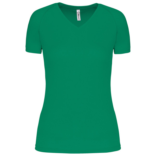Dames sport-t-shirt V-hals Kelly Green XS