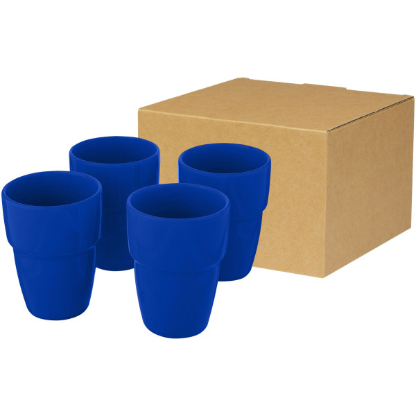 Staki 4-piece 280 ml stackable mug gift set - Medium blue