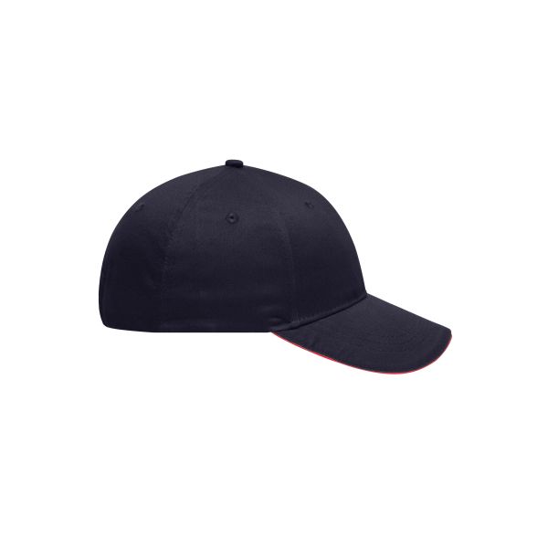 MB6212 6 Panel Brushed Sandwich Cap navy/rood one size