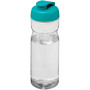 H2O Active® Base 650 ml sportfles met flipcapdeksel - Transparant/Aqua blauw