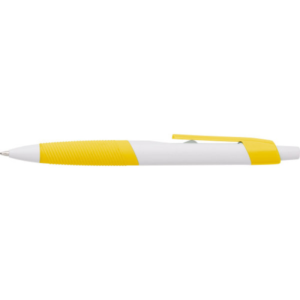ABS ballpen with rubber grip yellow