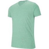 Heren-t-shirt V-hals polykatoen Green Heather S