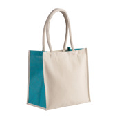 Shopper van katoen/jute - 17 L Natural / Turquoise One Size