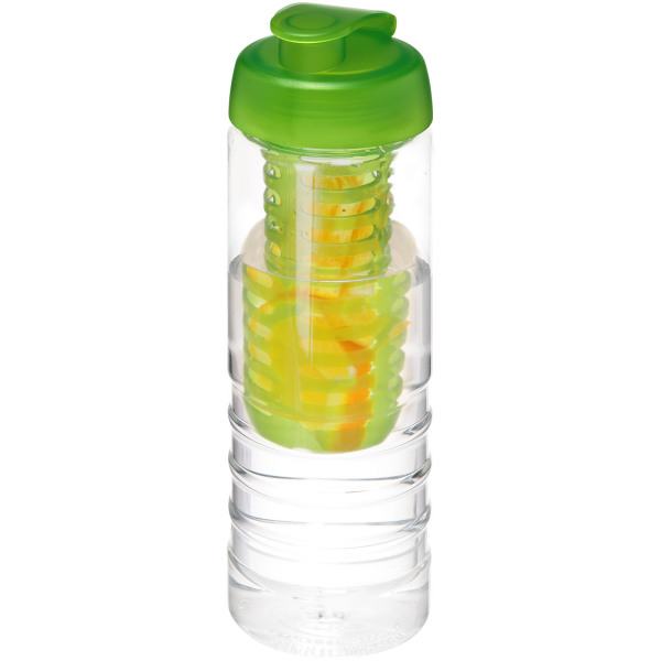 H2O Active® Treble 750 ml flip lid bottle & infuser - Transparent/Lime