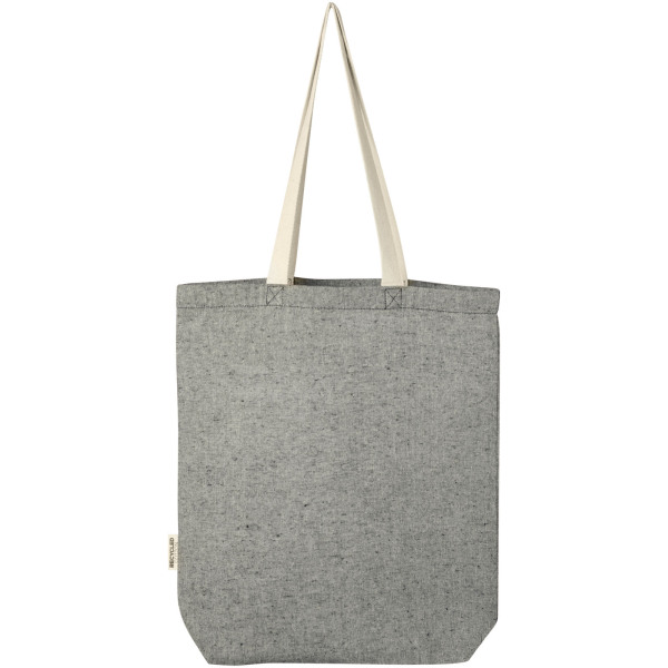 Pheebs 150 g/m² recycled cotton tote bag with front pocket 9L - Heather black