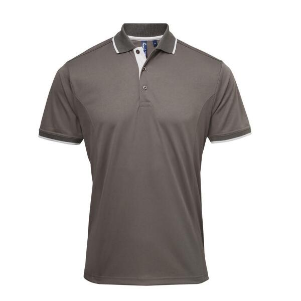 Contrast Coolchecker® Piqué Polo Shirt, Dark Grey/Silver, XXL, Premier