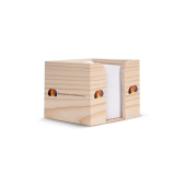 Kubushouder hout met recycled papier 650 vellen 10x10x8.5cm - Licht Bruin