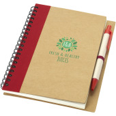 Priestly gerecycled notitieboek met pen - Naturel/Rood