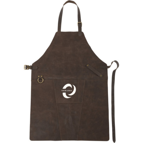Split leather apron Nori brown