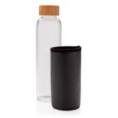 Borosilicaatglas fles met PU sleeve, zwart