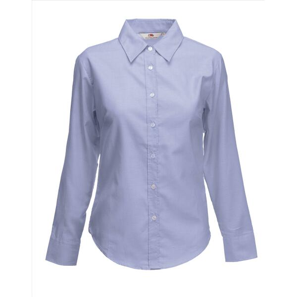 FOTL Lady-Fit LSL Oxford Shirt, Oxford Blue, XS