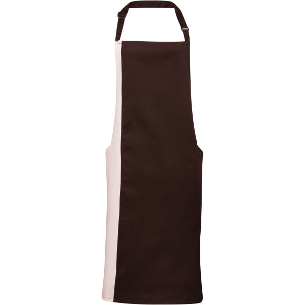 Contrast Bib Apron Brown / Natural One Size