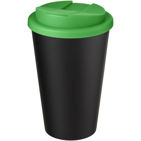 Americano® Eco 350 ml gerecyclede beker met spill-proof deksel - Groen/Zwart