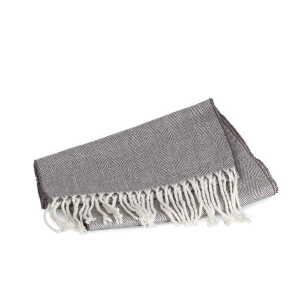 Sjaal met franjes Dark Grey / Natural One Size