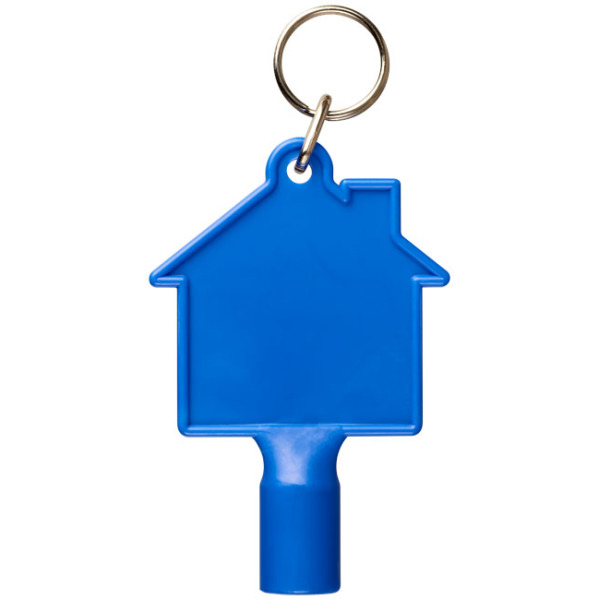 Maximilian huisvormige nuts-sleutel met sleutelhanger - Blauw