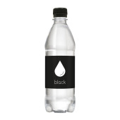 Bronwater 500 ml met draaidop - zwart - Prijs is inclusief full color opdruk op etiket