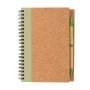 Kurk spiraal notitieboek met pen, groen