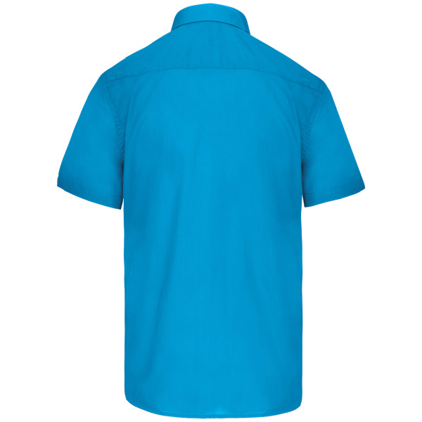 Overhemd in onderhoudsvriendelijk polykatoen-popeline korte mouwen heren Bright Turquoise XS
