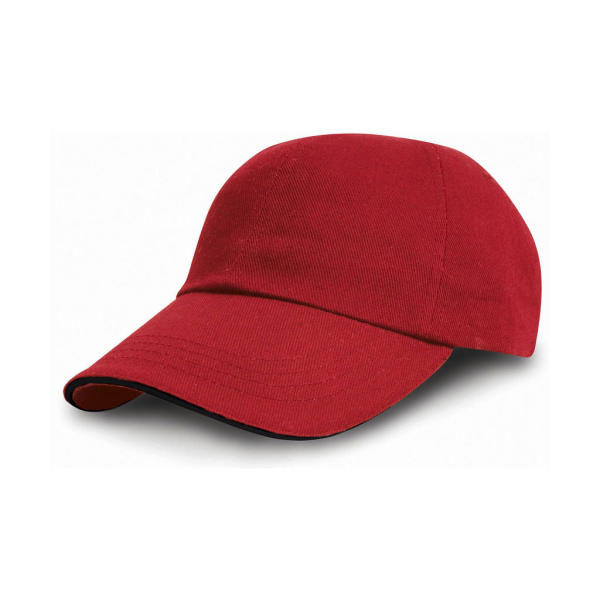 Heavy Cotton Drill Cap - Red/Black - One Size