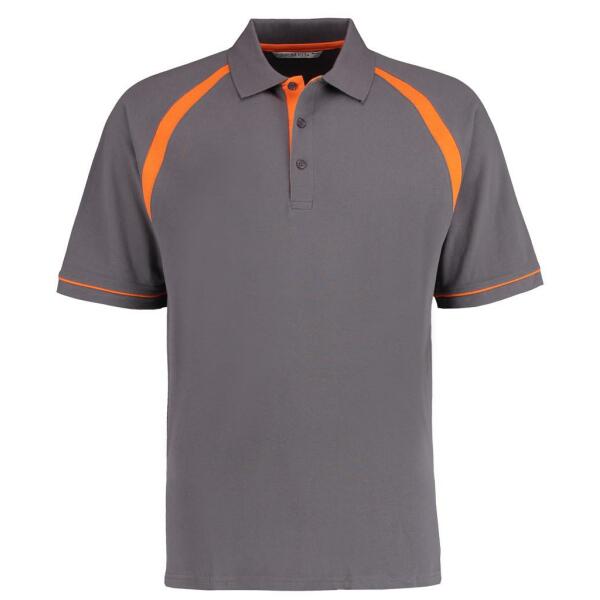Oak Hill Cotton Piqué Polo Shirt, Charcoal/Orange, M, Kustom Kit