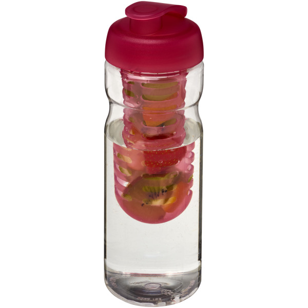 H2O Active® Base 650 ml flip lid sport bottle & infuser - Transparent/Pink