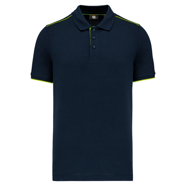 Contrasterende polo Day To Day korte mouwen Navy / Fluorescent Yellow 3XL