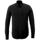 Bigelow piqué heren overhemd met lange mouwen - Zwart - XS