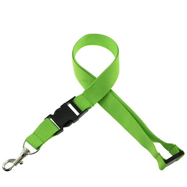 Onbedrukt Breed Keycord met buckle en safety clip - lichtgroen