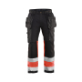 High Vis werkbroek met stretch en gereedschapzakken